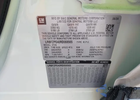 2024 Buick Envision Sport Touring Awd from USA, damaged, VIN LRBFZPE40RD068565